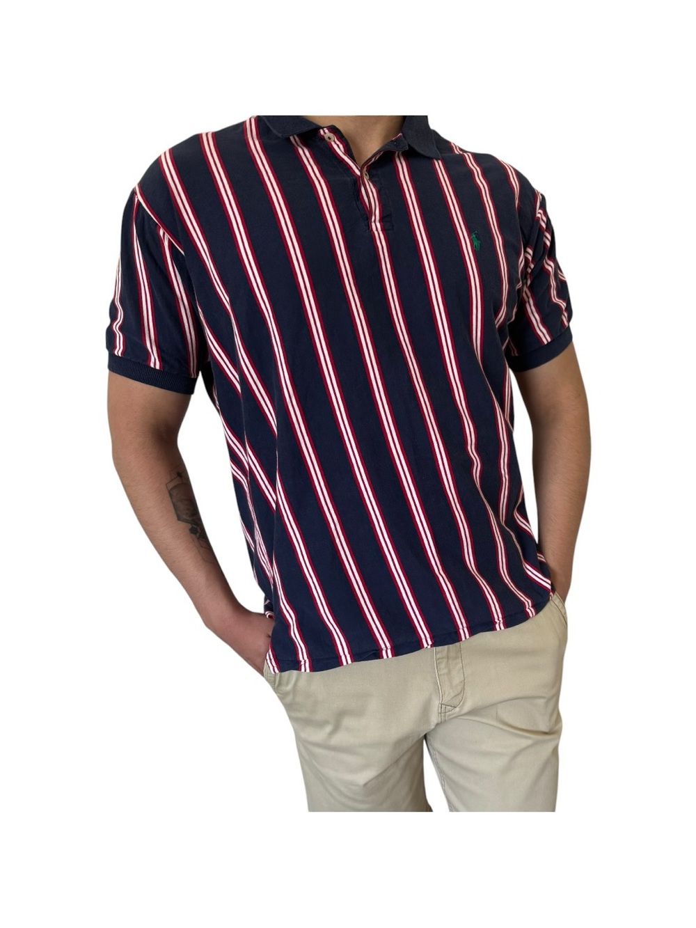 Vintage Polo Ralph Lauren‎ Vertical Stripe Polo Shirt | men’s XL | 90s